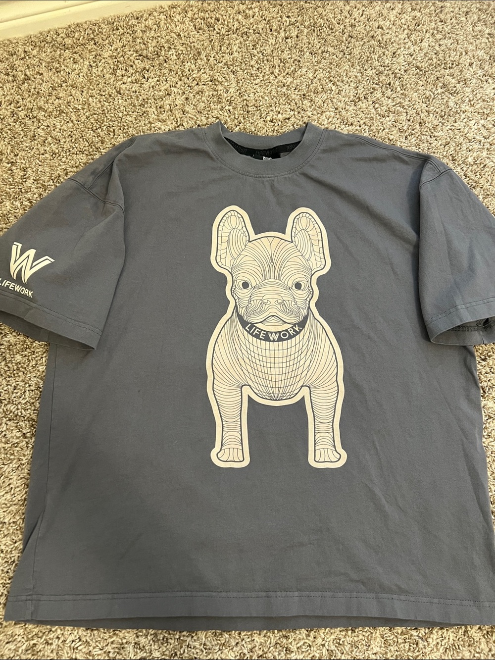 LifeWork Gray Dog Graphic Tee - French Bulldog Print